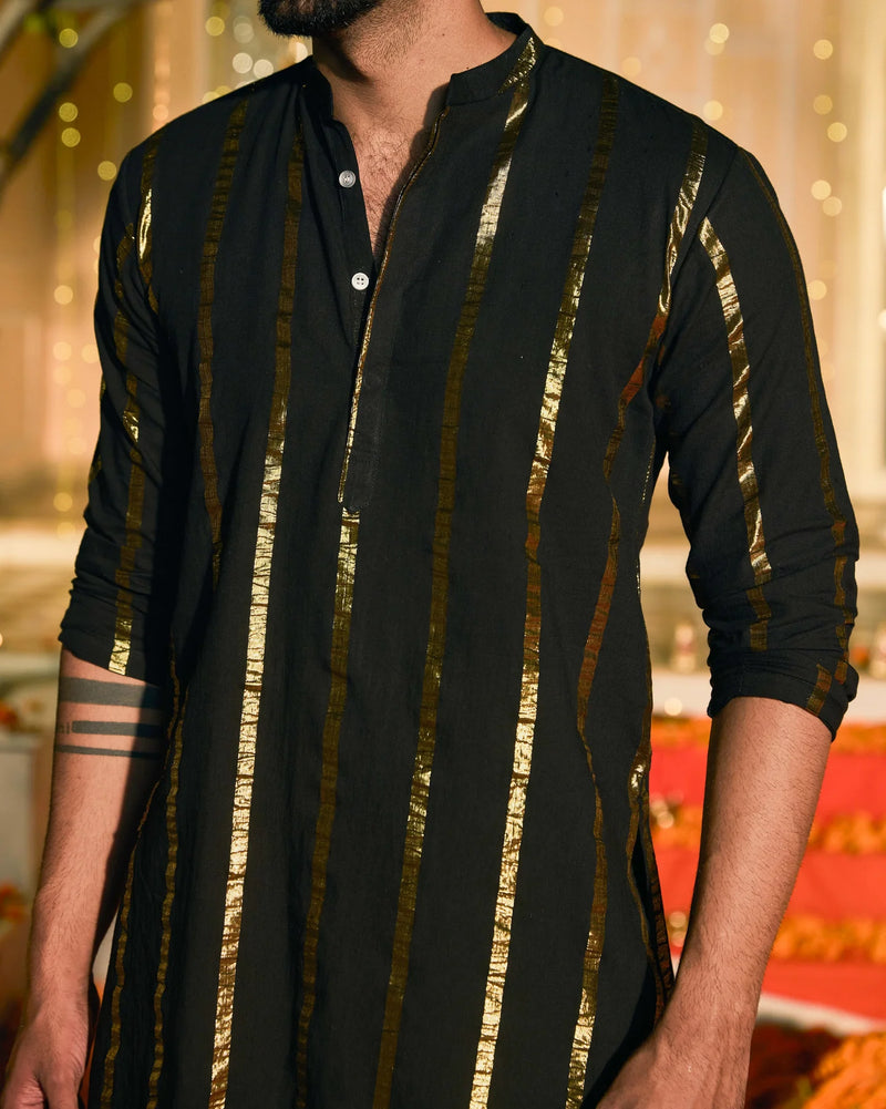 Lurex Black Knitted Kurta