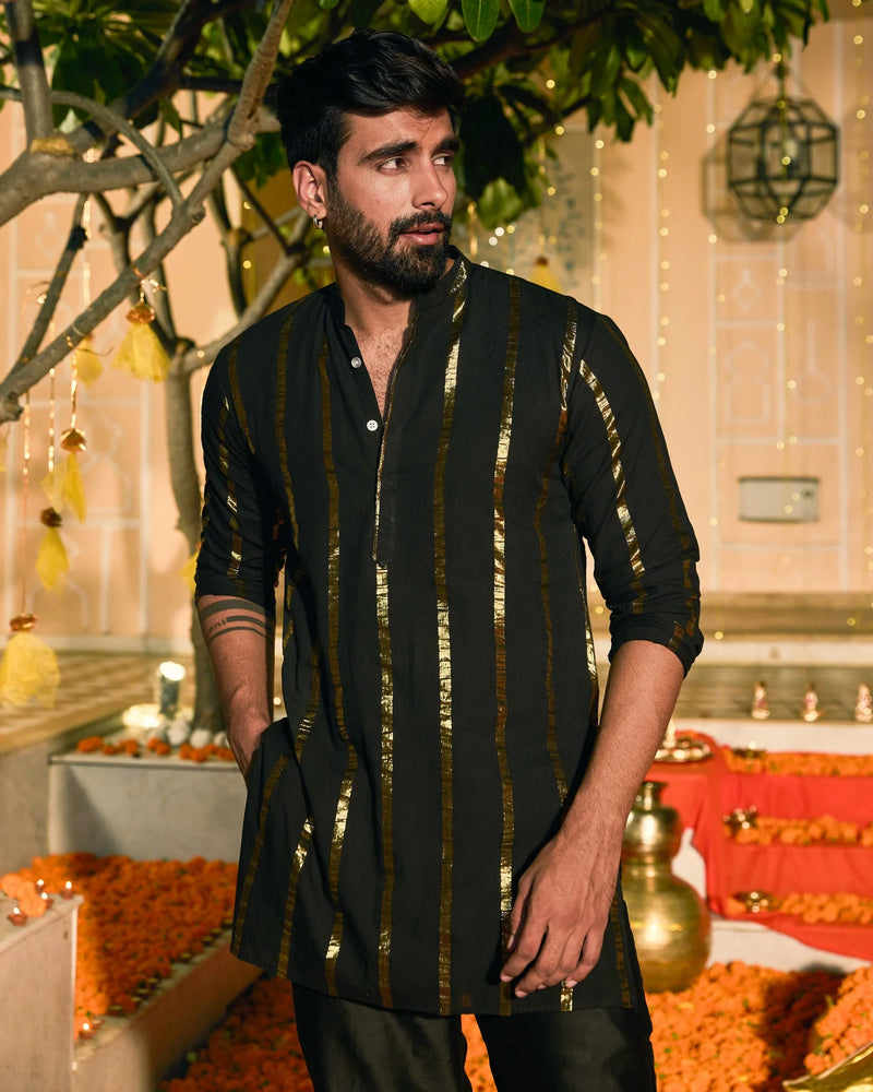 Lurex Black Knitted Kurta