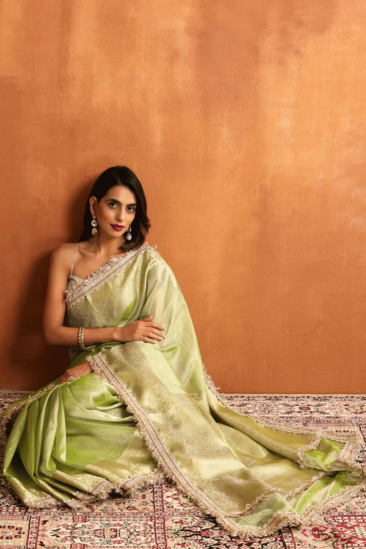 Lush Pista Green Tissue Saree 856