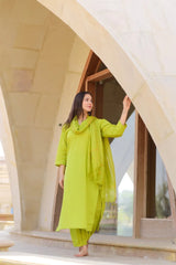 Lime Green Cotton Doria Suit Set