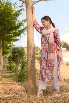 Red Pure Cotton Suit Set