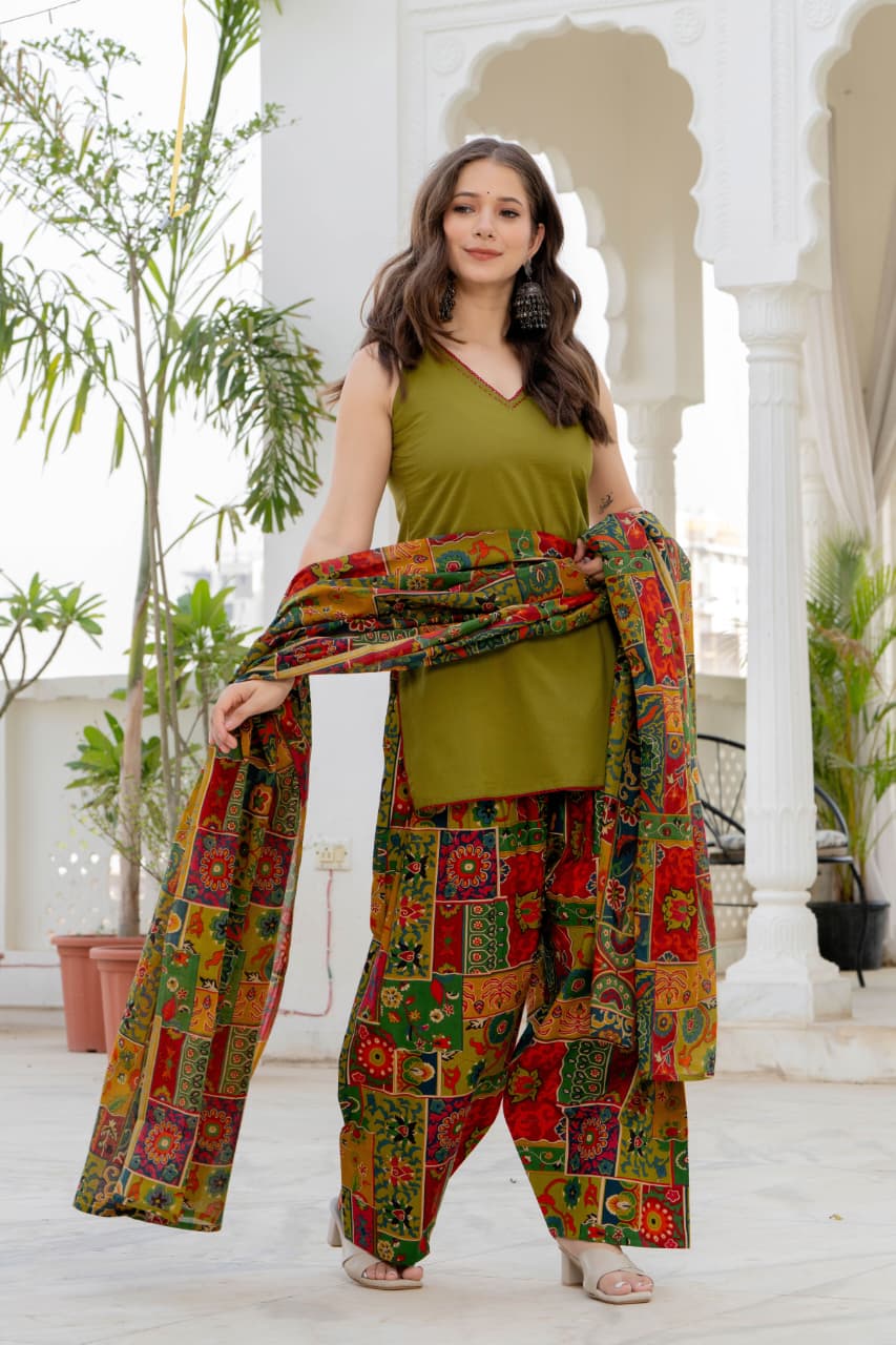 Noor Navy Blue Cotton Farshi Suit Set