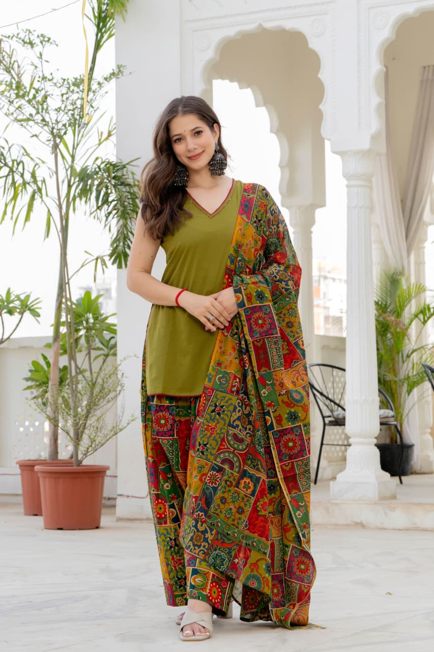 Noor Navy Blue Cotton Farshi Suit Set