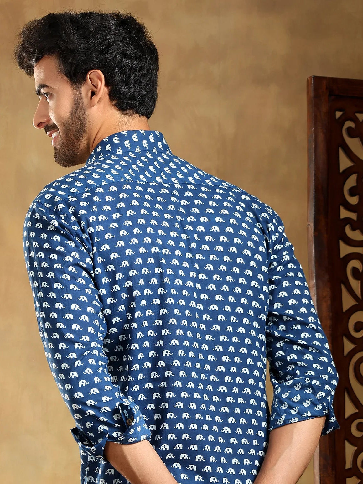 Madkal Blue Handblock Full Sleeve Shirt