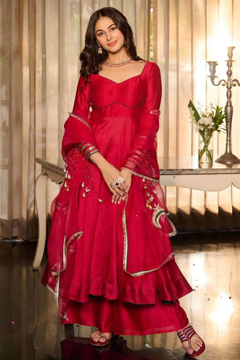 Gulabi Magenta Chanderi Festive Suit Set