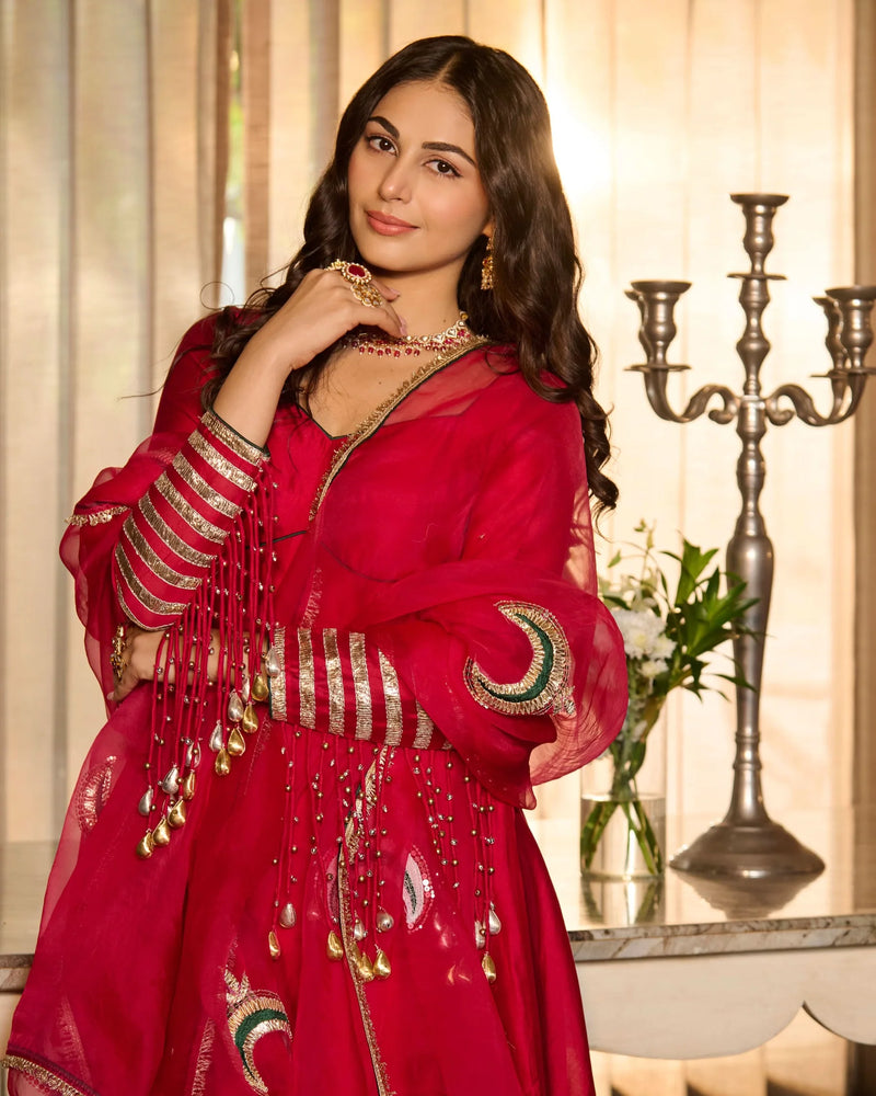 Gulabi Magenta Chanderi Festive Suit Set