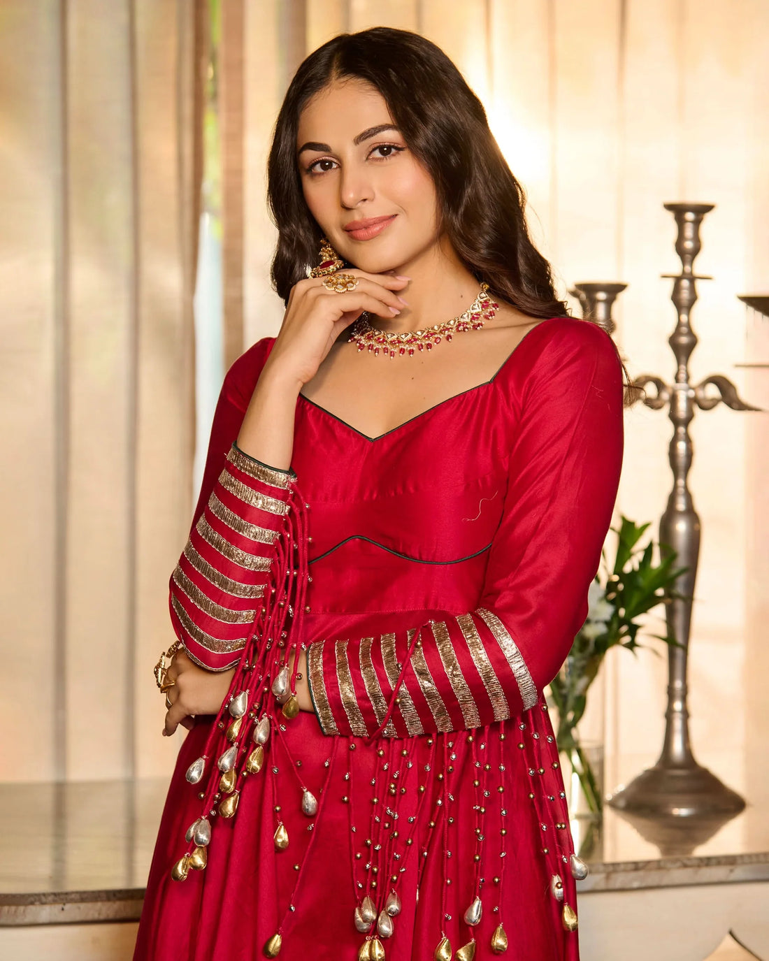 Gulabi Magenta Chanderi Festive Suit Set