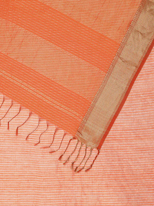 Orange silk cotton saree