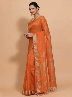 Orange silk cotton saree