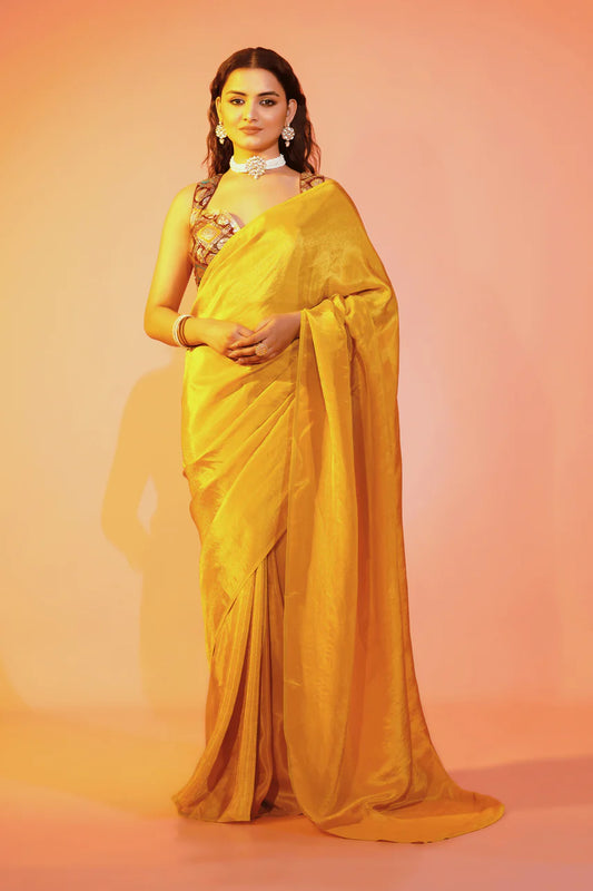 Marigold Muse Yellow Cosmos Saree 856