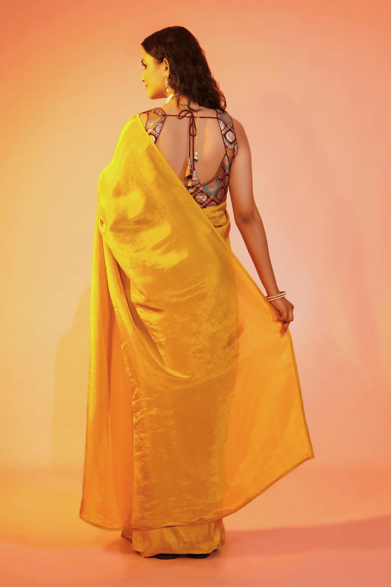 Marigold Muse Yellow Cosmos Ready to Wear Saree