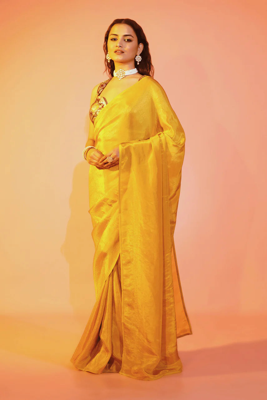 Marigold Muse Yellow Cosmos Ready to Wear Saree