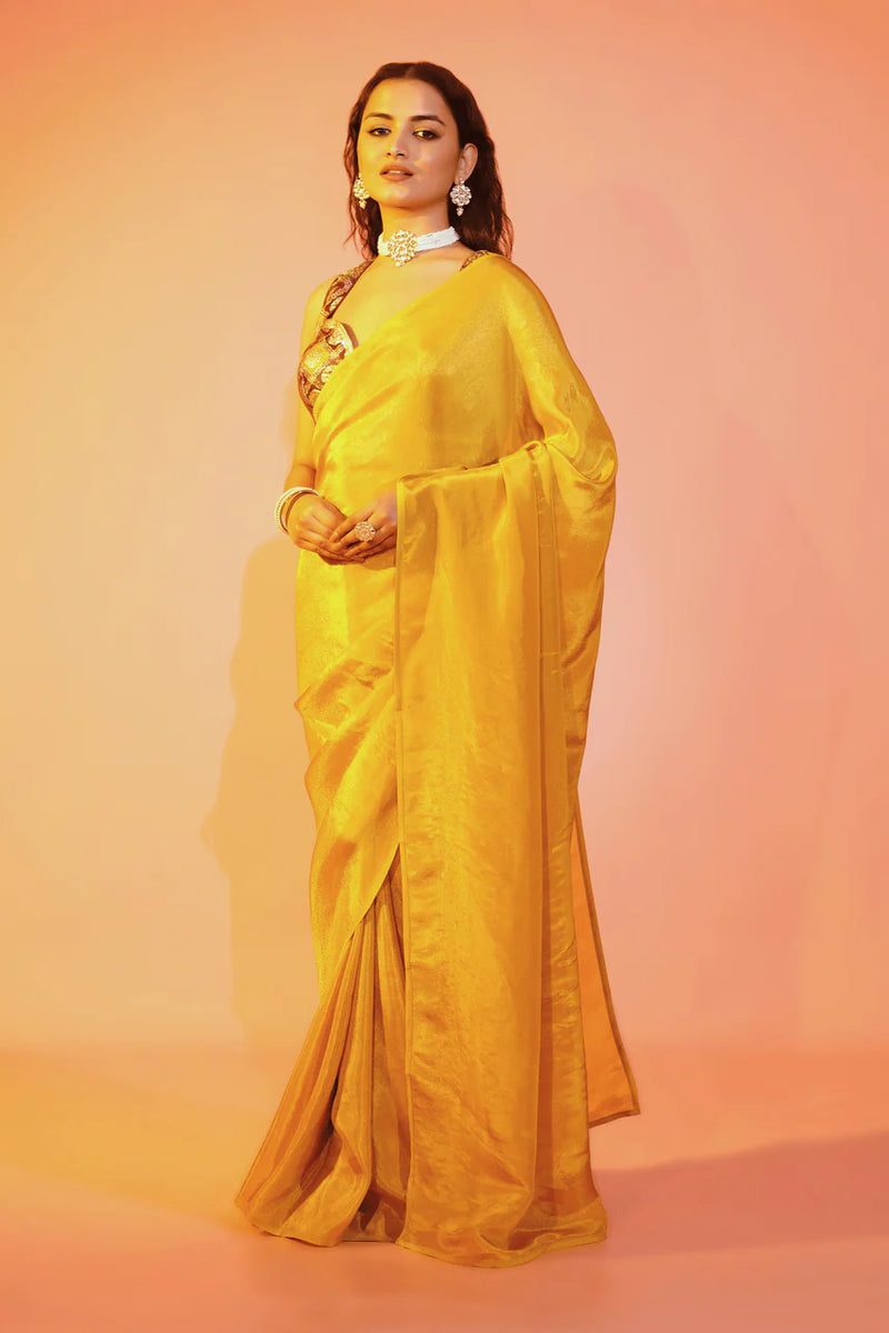 Marigold Muse Yellow Cosmos Ready to Wear Saree