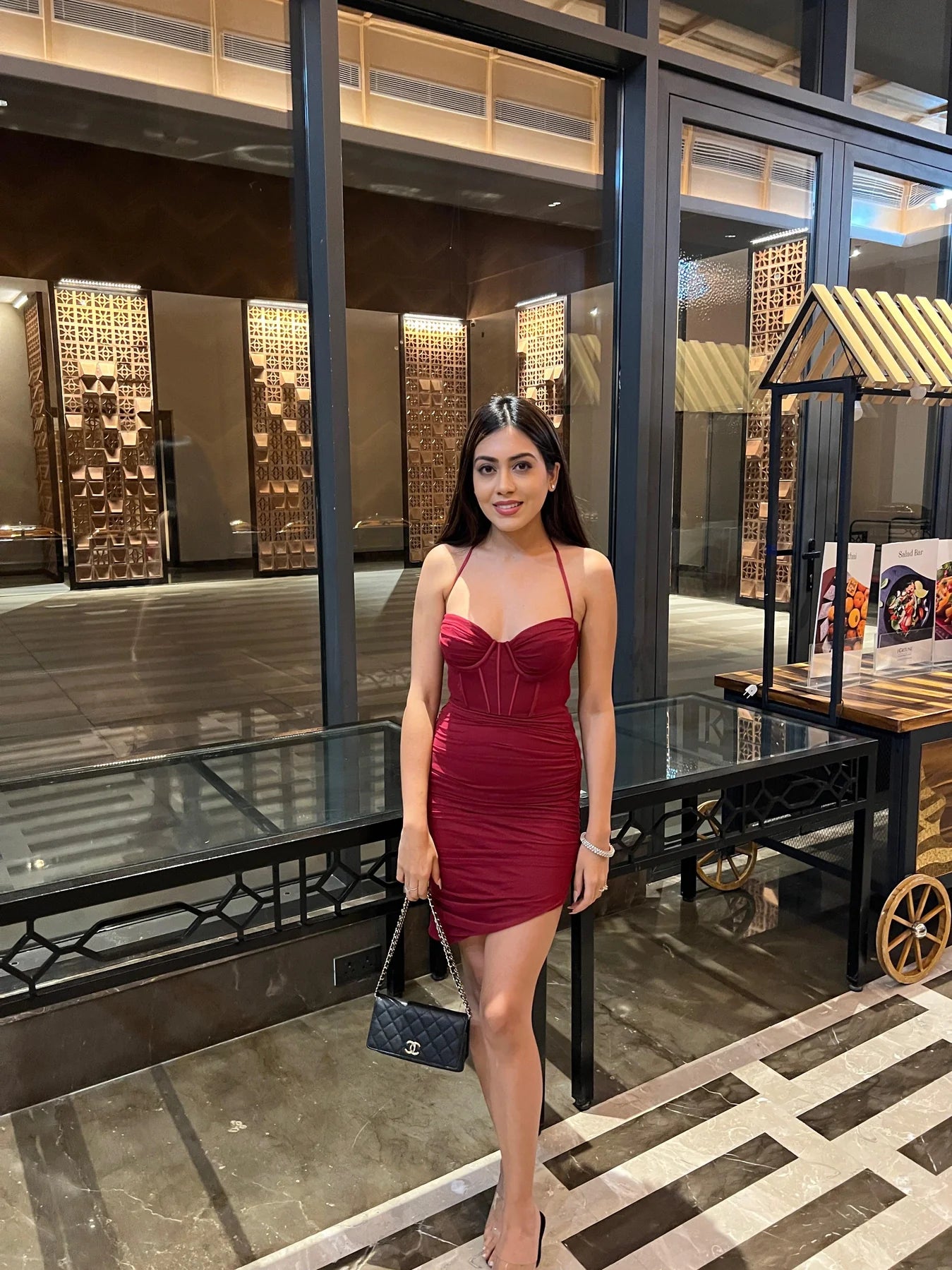 maroon bodycon dress