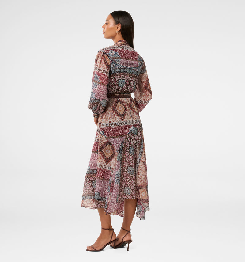 Faux leather belt dress