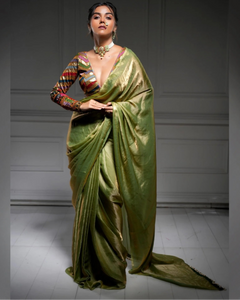 Meadow Whisper Olive Green Saree