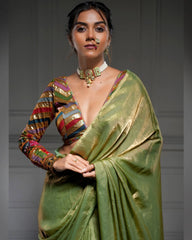 Meadow Whisper Olive Green Saree