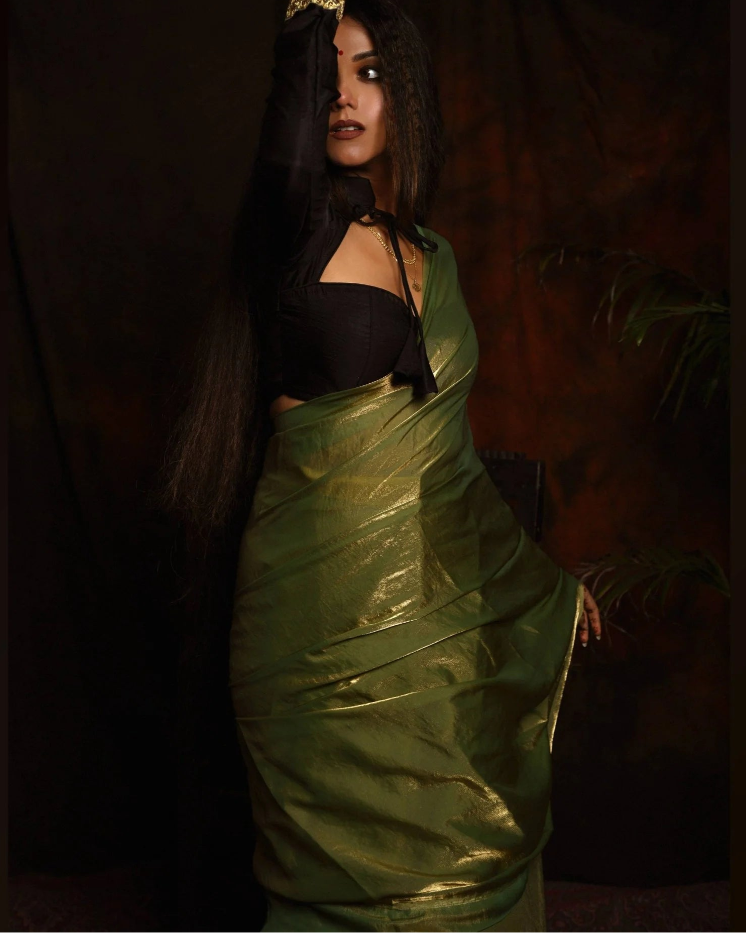 Meadow Whisper Olive Green Saree
