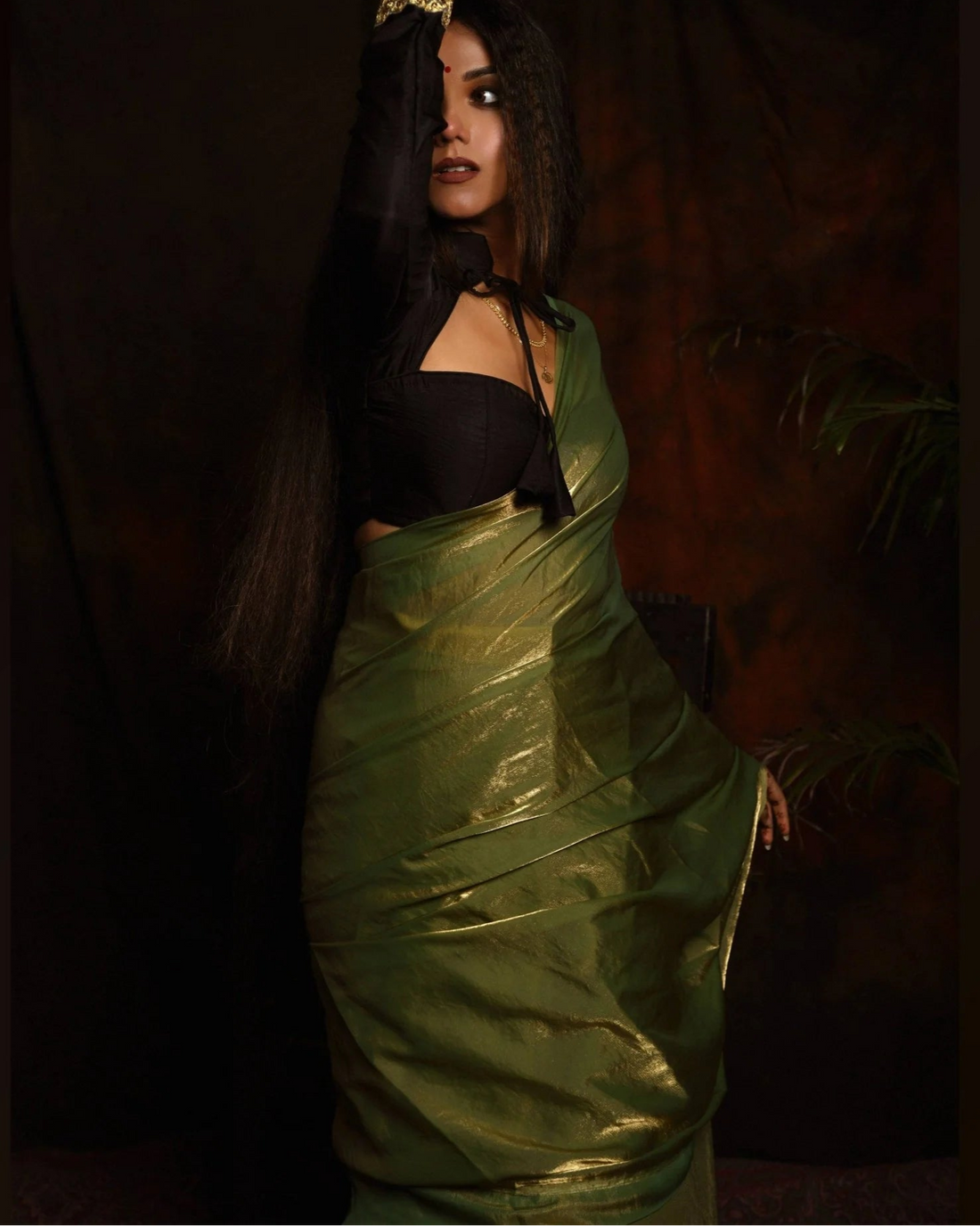 Meadow Whisper Olive Green Saree