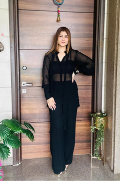Noir Veil Sheer Overlay Co-ord Set