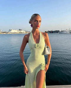 Mint Rosette Resortwear Holiday Dress