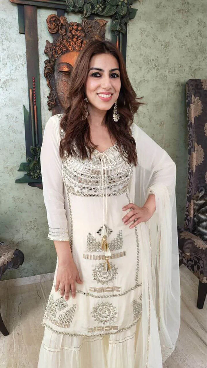 Mirror Yellow Sharara Set