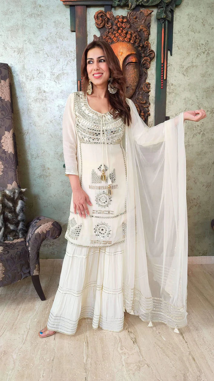 Mirror Yellow Sharara Set