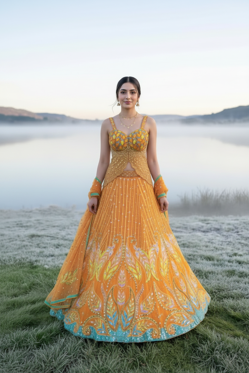 Peacock Mirror Glow Lehenga Ensemble