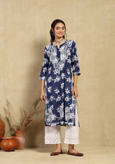 Mulmul Red Chikankari Straight Kurta