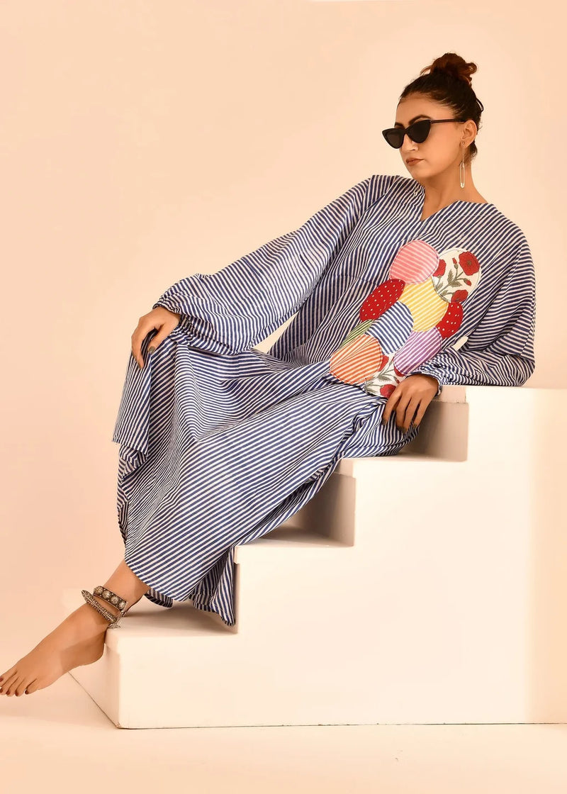 Noor Rangrez Striped Cotton Patchwork Dress