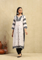 Muslin Chikankari Straight Long Kurta
