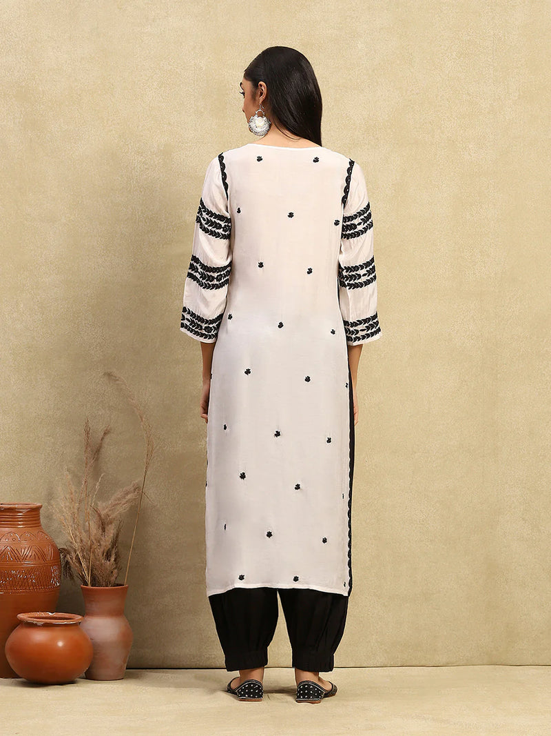 Muslin Chikankari Straight Long Kurta