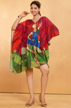 Abstract Muse Muslin Cotton Short Kaftan