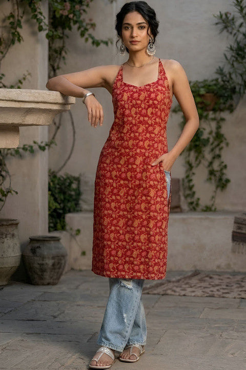 Ruhani Terracotta Printed Kurta