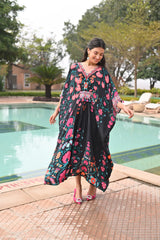 Midnight Sable Black Panel Kaftan