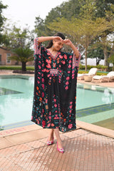 Midnight Sable Black Panel Kaftan