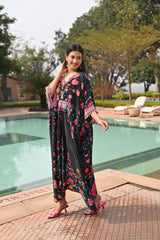 Midnight Sable Black Panel Kaftan