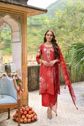 Bandhani Muslin Suit in Red with Gota Patti