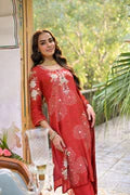 Bandhani Muslin Suit in Red with Gota Patti