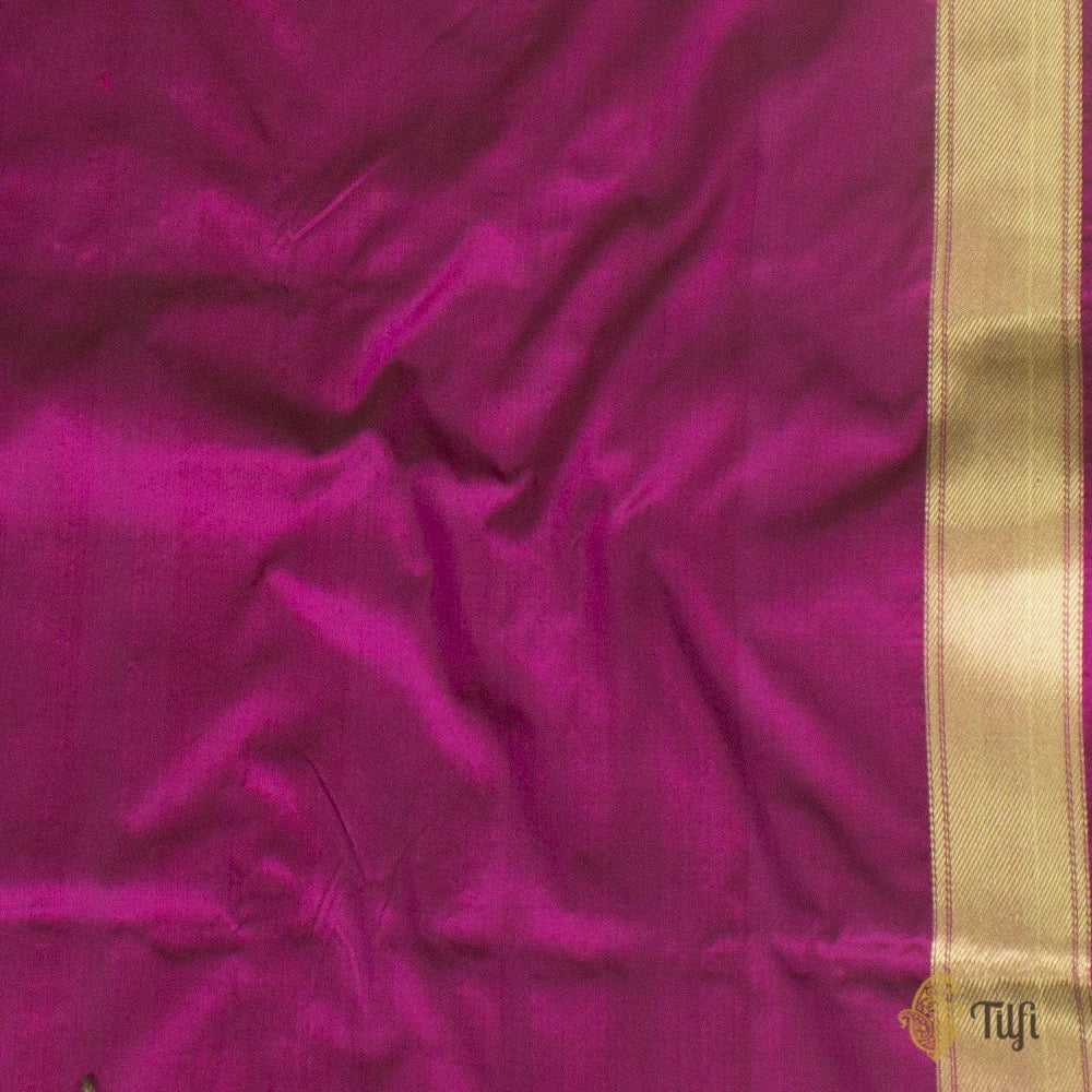 Black-Rani Pink Pure Katan Silk Banarasi Handloom Saree