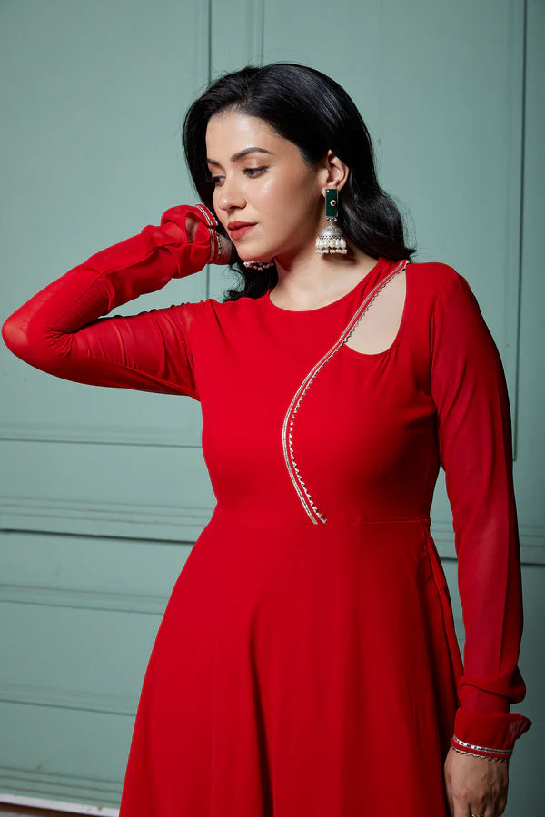 Graceful Navy Blue Bandhani Anarkali Outfit