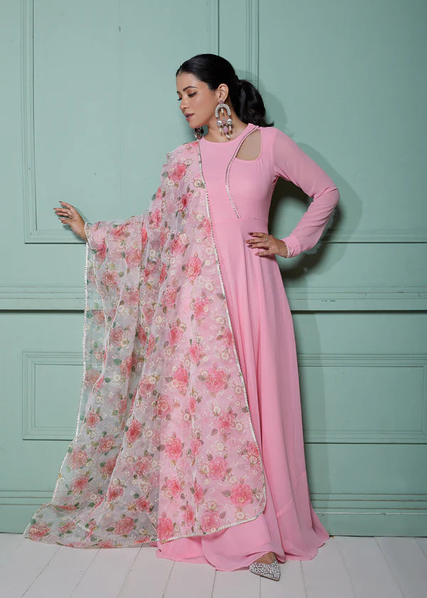 Graceful Navy Blue Bandhani Anarkali Outfit