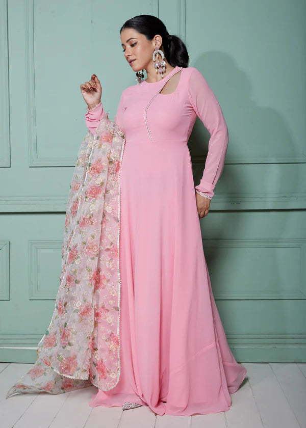 Graceful Navy Blue Bandhani Anarkali Outfit