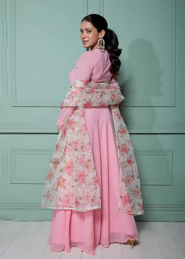 Graceful Navy Blue Bandhani Anarkali with Dupatta