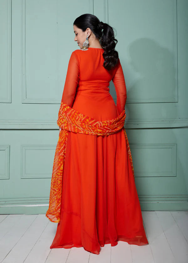 Graceful Navy Blue Bandhani Anarkali Outfit