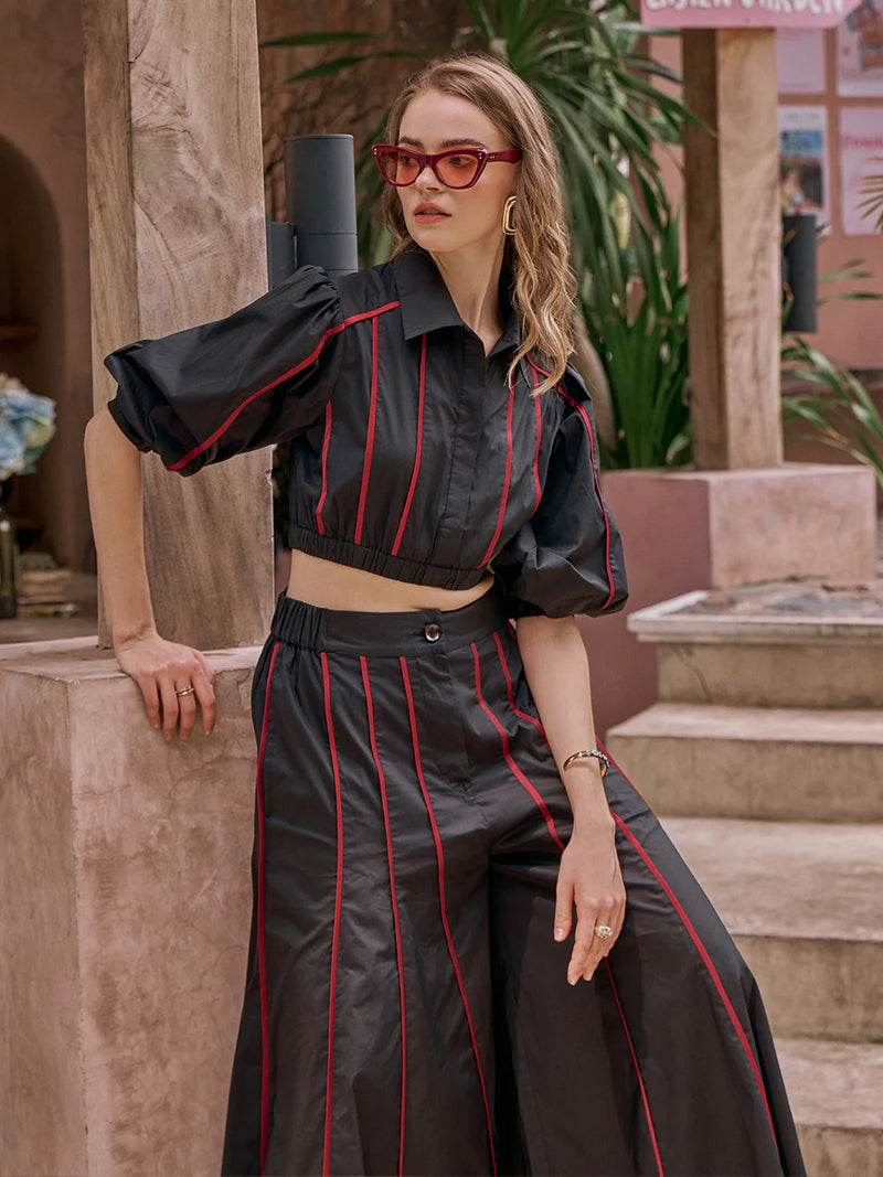High-waisted pants set