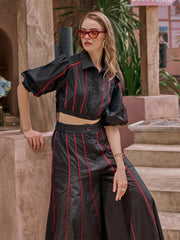 High-waisted pants set