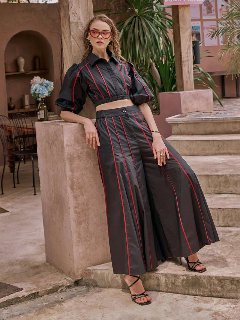 Cropped button-down top
