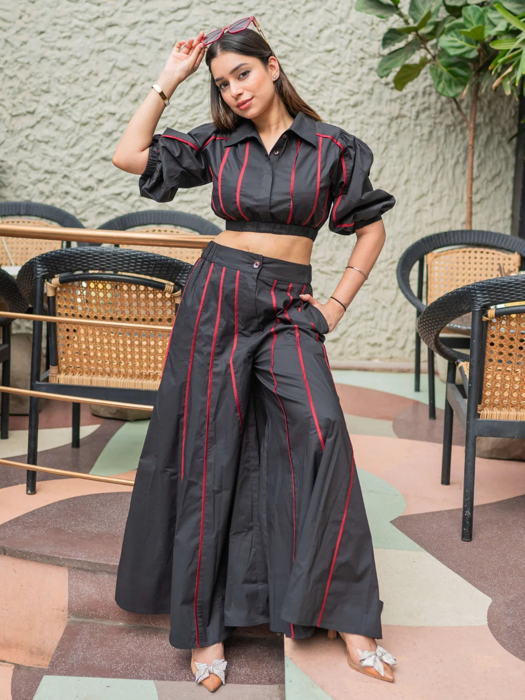 Wine stripe co-ord set