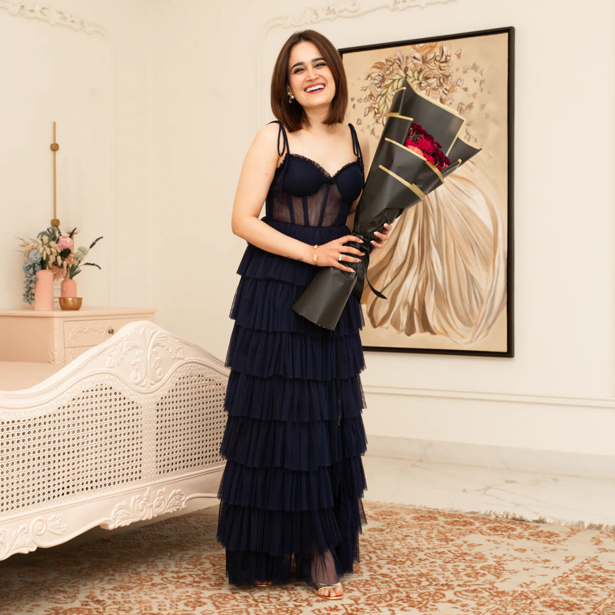 Net Navy Spell Soiree Dress
